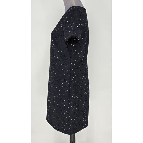 Ann Taylor Dress Womens 10 Navy Blue Polka Dot Silk Blend Lined Career New - Picture 13 of 14